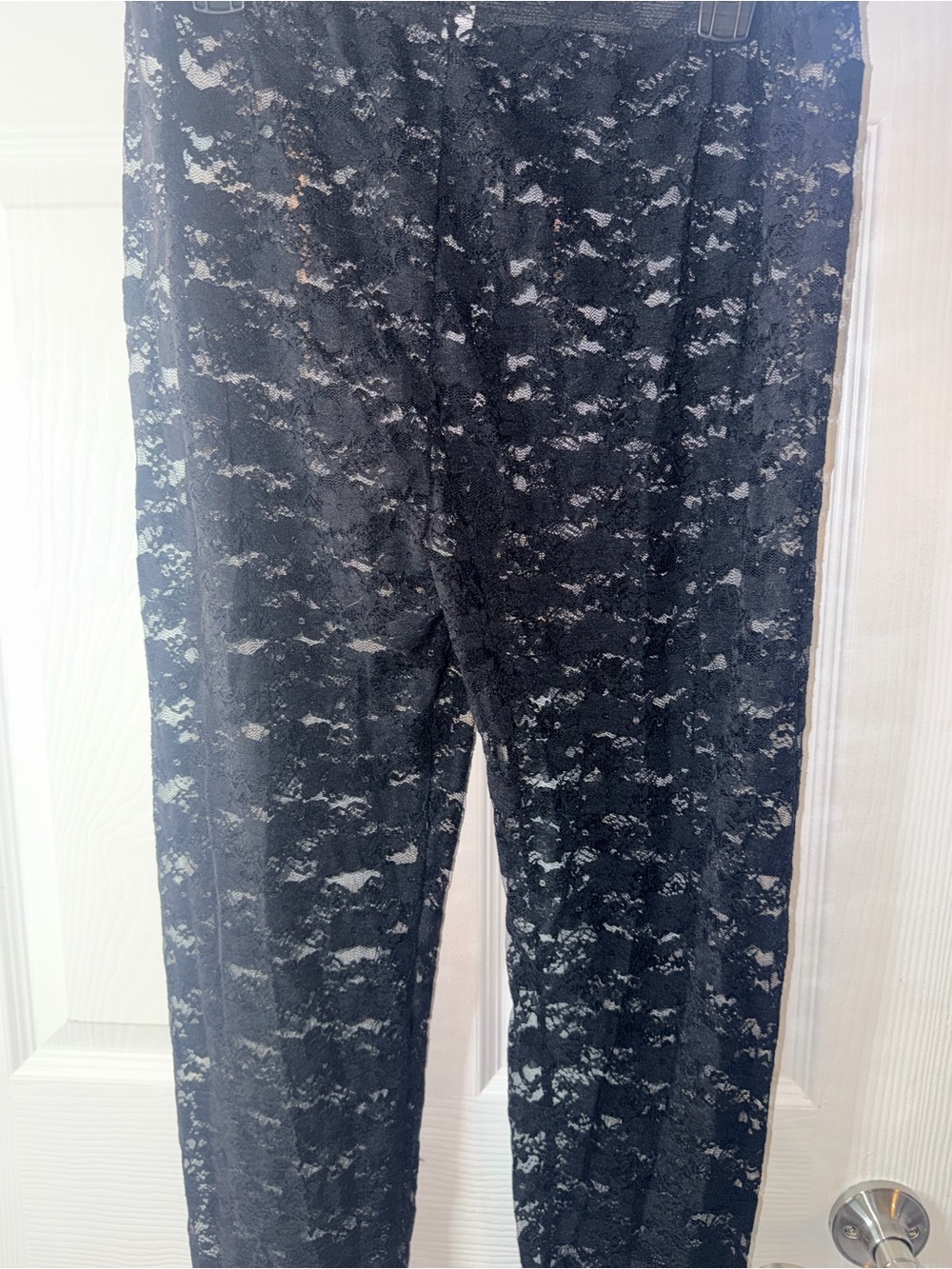 Black Stretchy Lace Sheer Pattern Leggings Coverup or Lingerie Fits XL-6X